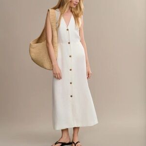 Jenni Kayne Callan Linen Vest Dress Midi Maxi Summer White Cream Ivory (size XS)